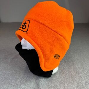 Pioneer DuPont Beanie Face Mask Mens One Size Orange Fleece Ear Flap Balaclava